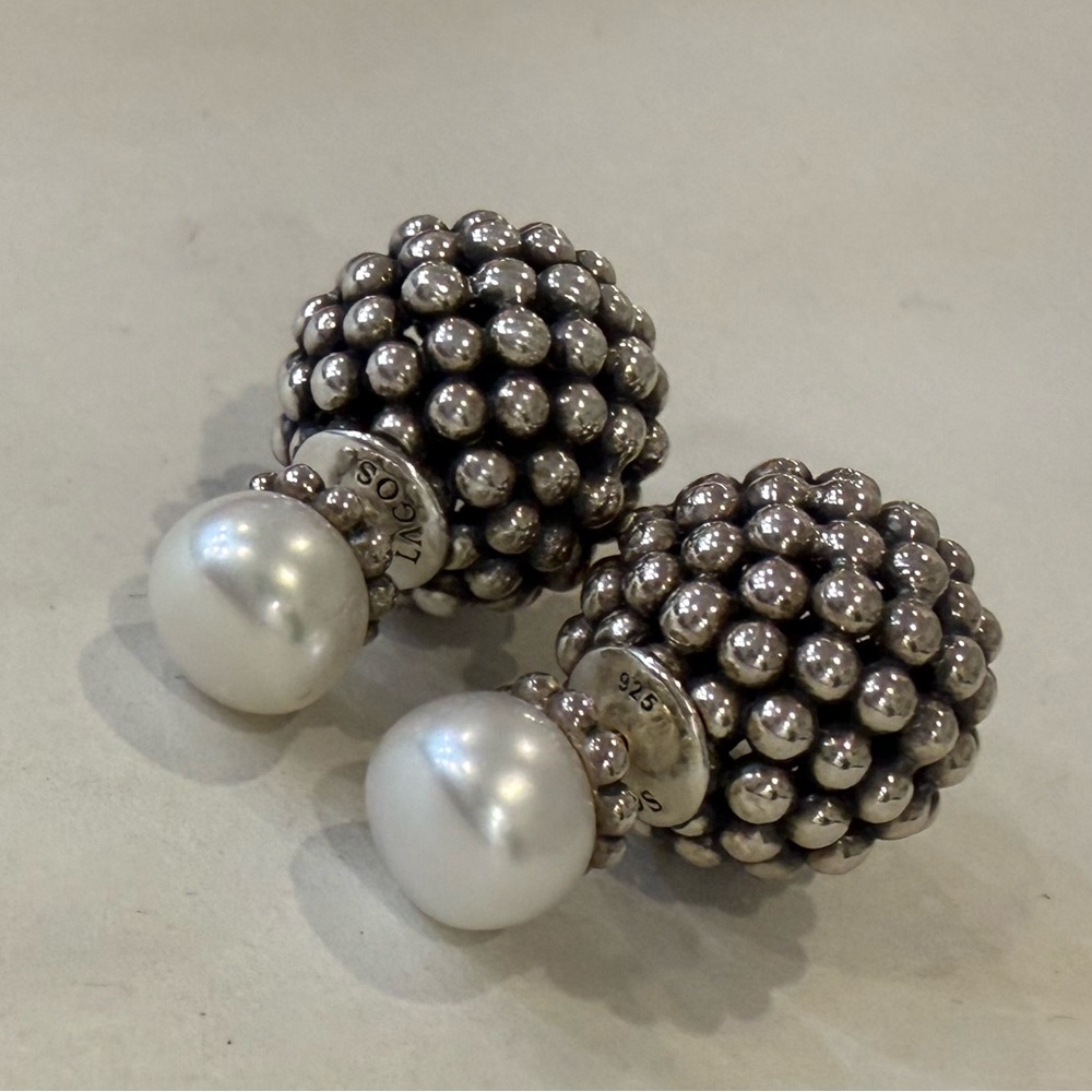 LAGOS Signature Caviar Pearl Front-Back Stud Earrings - Picture 5 of 6